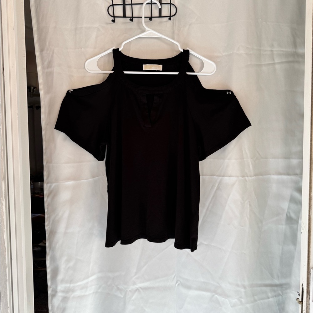 Michael Kors Black Cold-Shoulder Blouse